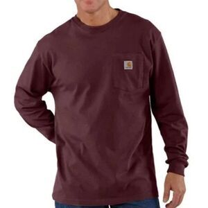 Vintage Carhartt Long Sleeve Original Fit Shirt w/ pocket‎ burgundy size Large